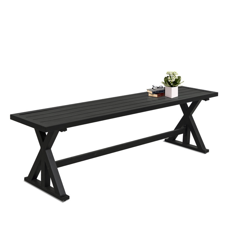 Banc d'extérieur 61,2 po, bancs en lattes métalliques pour 2-3 personnes