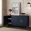 60 po LuxurySideboard, crédence de rangement ronde à 4 portes en relief, console de vestibule moderne avec poignées dorées-1068746095