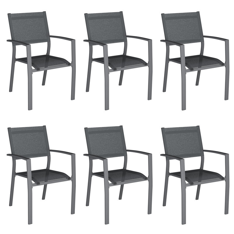 All-Weather Metal Patio Dining Chair, Grey