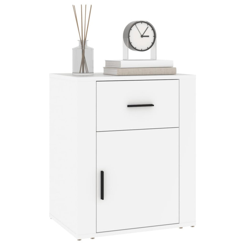 Karinn 50cm W Manufactured Wood Bedside Table, White
