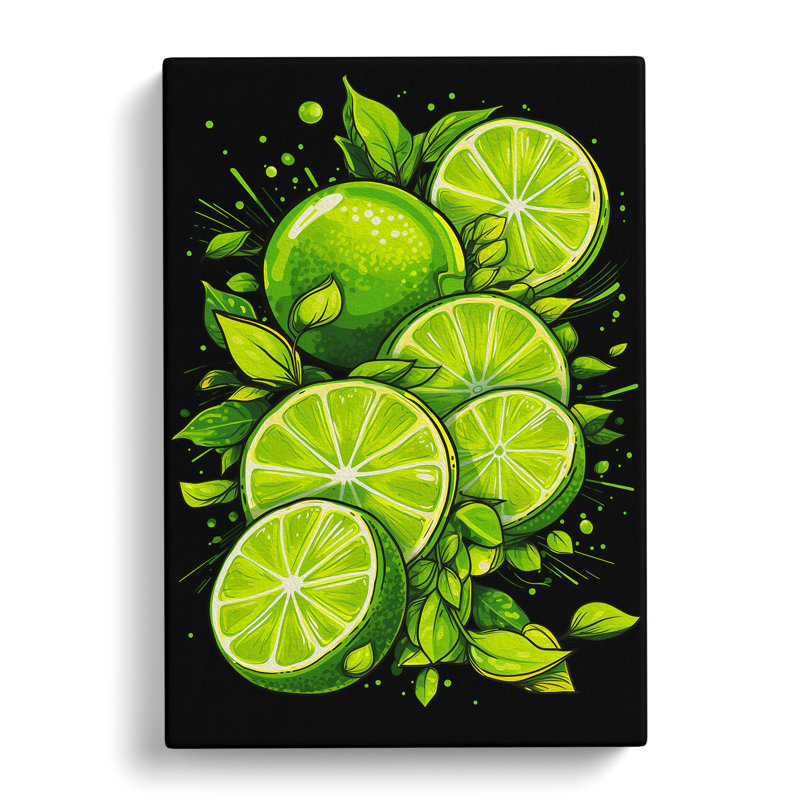 Lime Fruit Line - Wrapped Canvas, 76cm H x 50cm W x 3cm D