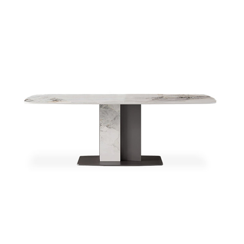 Rectangular Solid Wood + Sintered Stone tabletop Dining Table, 29.53"H x 62.99"L x 31.5"W 