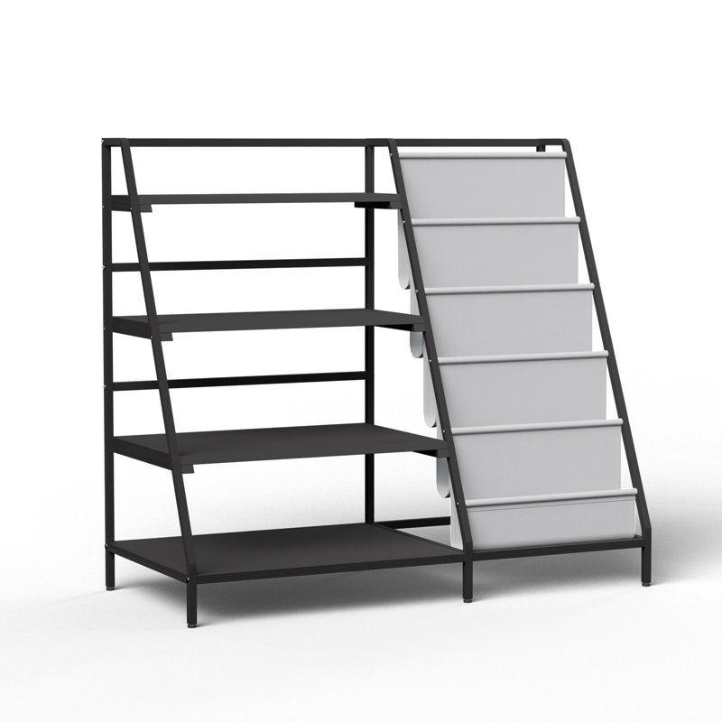 80cm H x 90cm W Metal Bookcase, Black/White