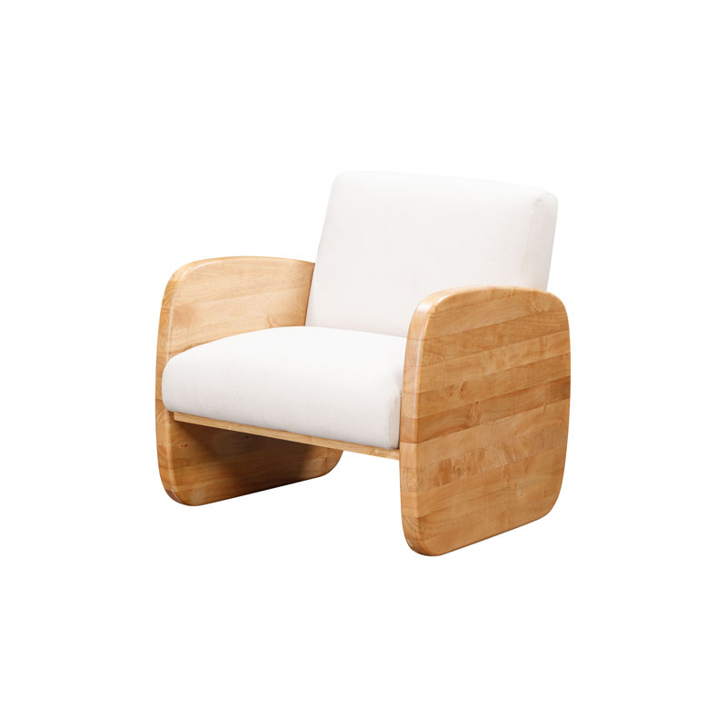 Nalisha Upholstered Wooden Armchair, Natural Wood