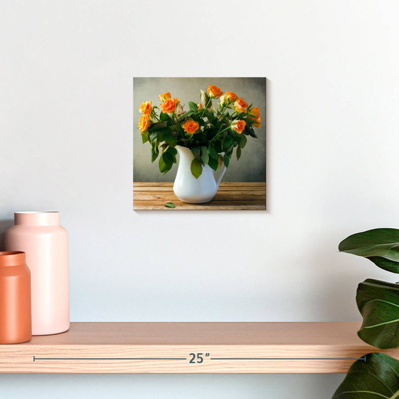 Pot Harnek de roses oranges, H 10 po x l 10 po