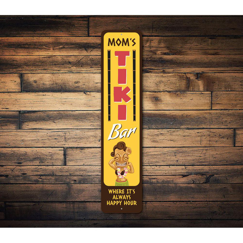 Plaque en aluminium Mom's Tiki Bar, H 24 po x l 6 po x P 0,06 po
