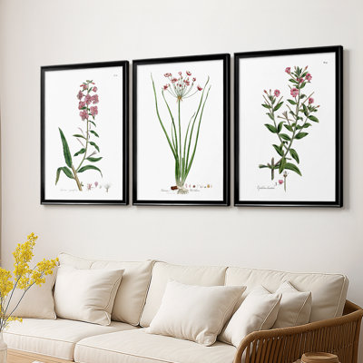 Rose Botanical I - Toile tendue avec châssis sur mesure - 3 pièces