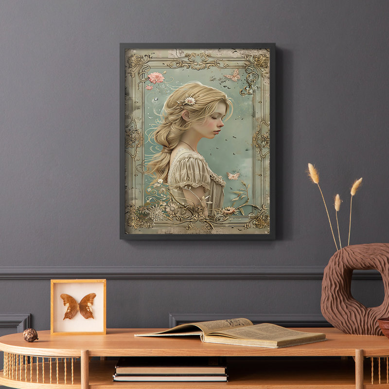 WOMEN Series CECXLV - reproduction encadrée de qualité supérieure - prête à être accrochée - aucun clou requis, Noir