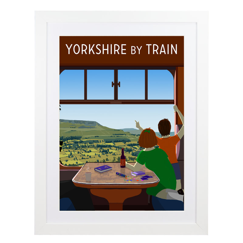 Yorkshire By Train 1 Portrait - Print, 40cm H x 30cm W x 3cm D, White Framed