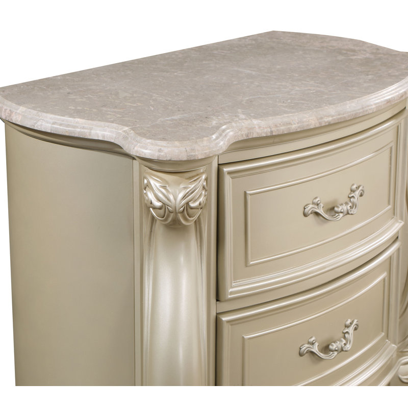 Monique Transitional Gold and White 2-Drawer Nightstand
