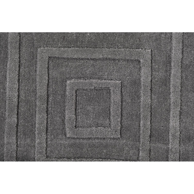 Tapis décoratif gris en laine Touffeté à la main à motif géométrique Halsted, Rectangle 4 pi x 6 pi