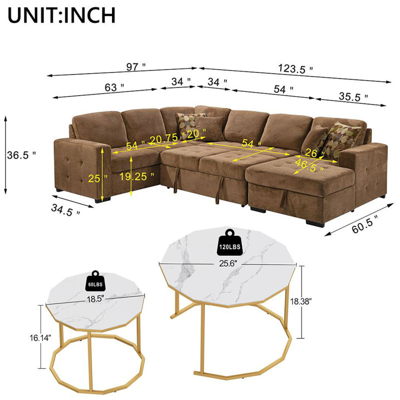 Upholstered U-Shaped Sectional Right Hand Facing