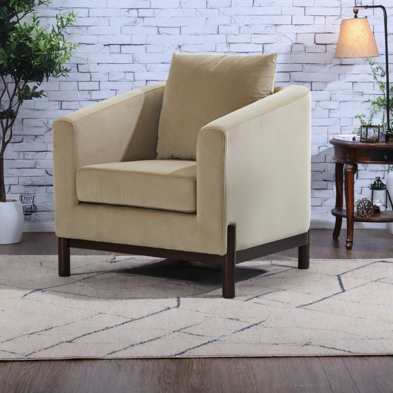 Chaises d'appoint confortables en velours, conception moderne en noyer brun clair pour la maison