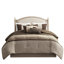 Édredon brun en faux suède - 7 pièces pour très grand lit avec literie en tissu lisse avec détails en pièces-124755086-124755088