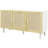 Sideboard Buffet Cabinet, Kitchen Cabinet, Coffee Bar Cabinet with 3 Rattan Doors-395127982