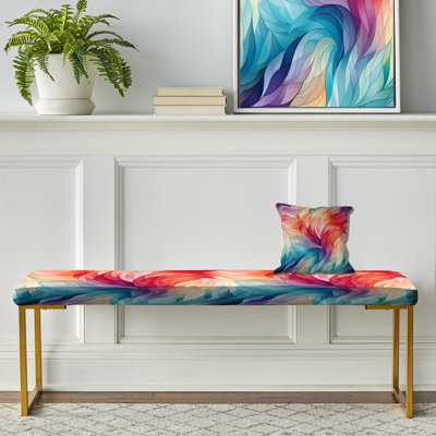 Aquarelle colorée en mouvement - Banc rembourré géométrique doré