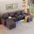 4 Seat Sectional Sofa With Smart Module-bluetooth Speaker/rgb Light/charging Station, 120" Teddy Fleece Fabric Sectional Couches For Living Room-1824930922