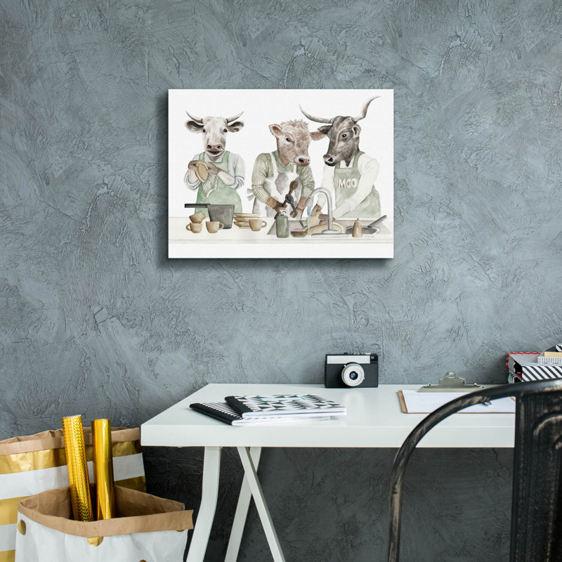  «Cow Wash, Rinse, Dry» par Cindy Jacobs, art mural sur toile, 16 po x 12 po