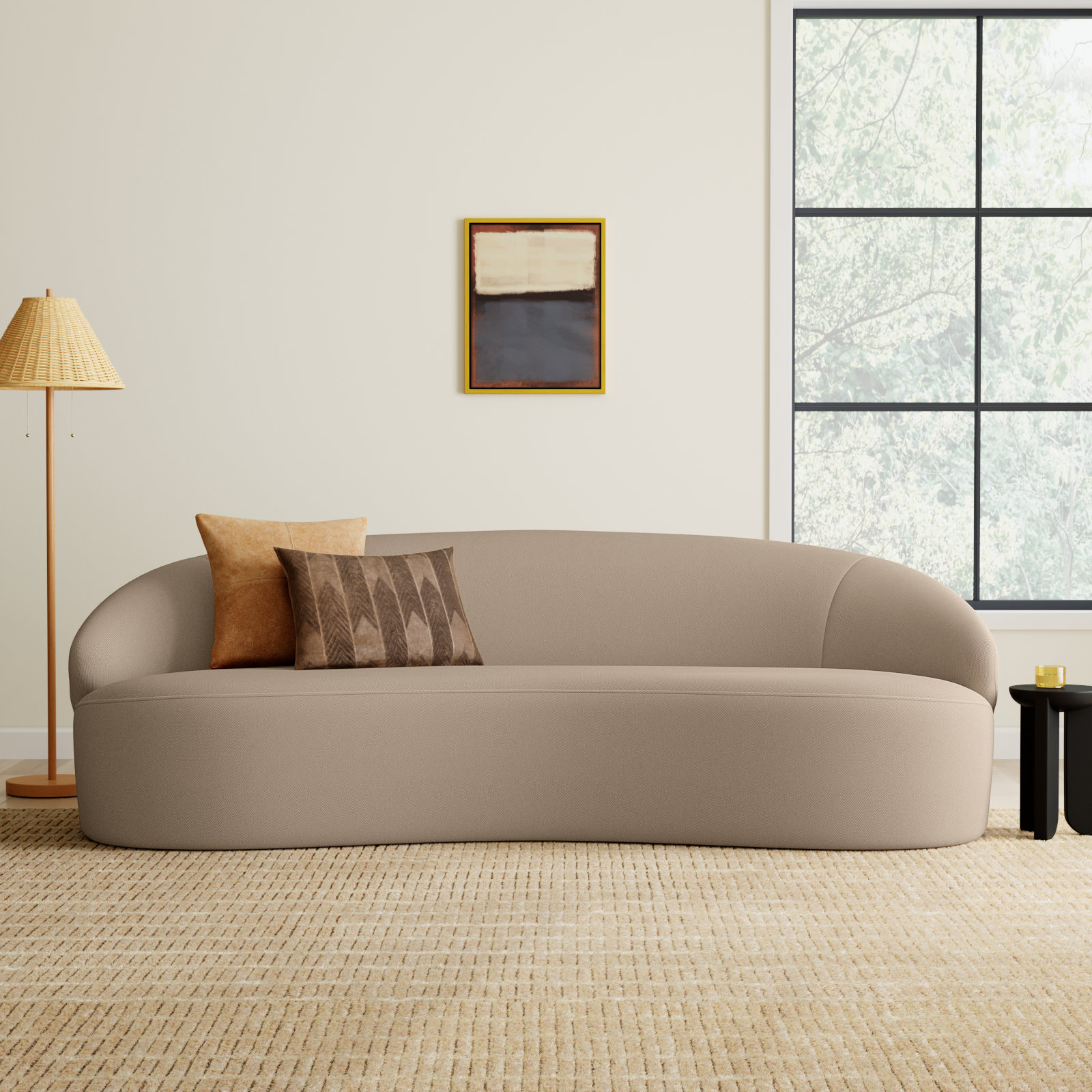 Ashton 100" Patio Sofa, Taupe Performance Basketweave