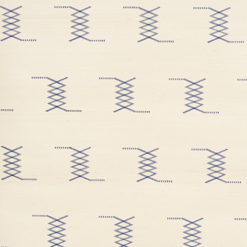 Papier peint brodé Kin Sisal, Encre / ivoire