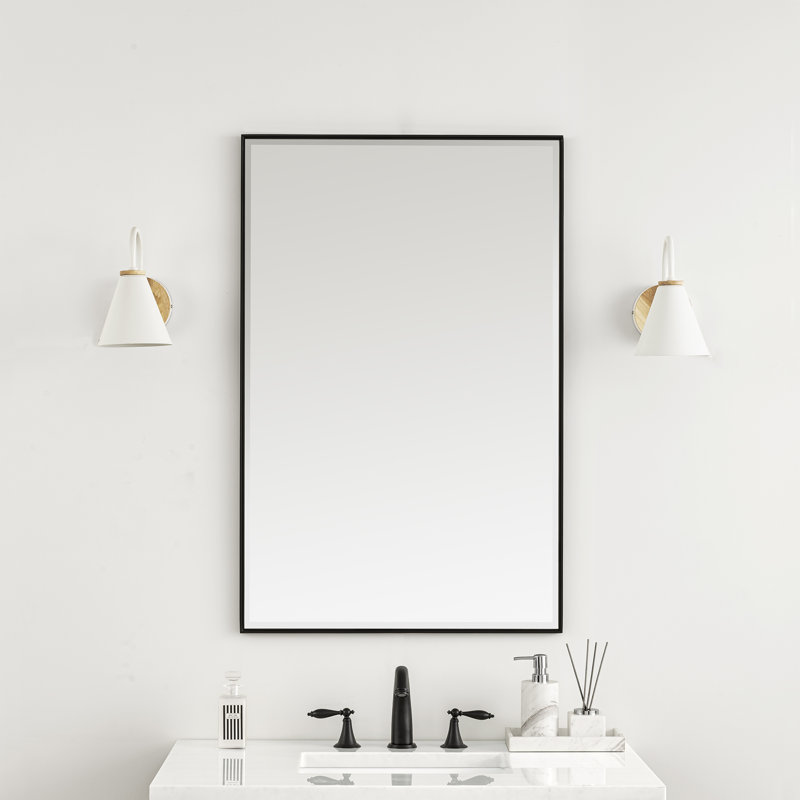 Rohe Beveled Mirror, 26" W x 40" H, Matte Black
