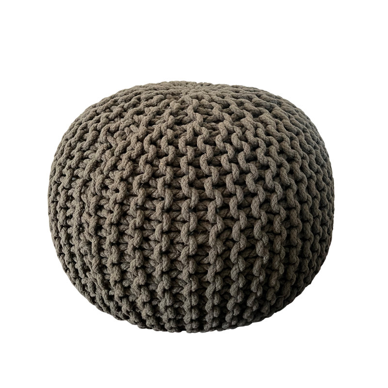 Miya Greenish Gray Knitted Pouf