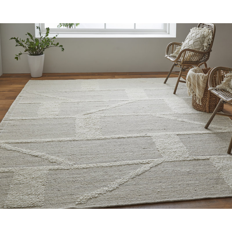 Ashby Wool Geometric Area Rug in Tan, Runner 2'6" x 8'