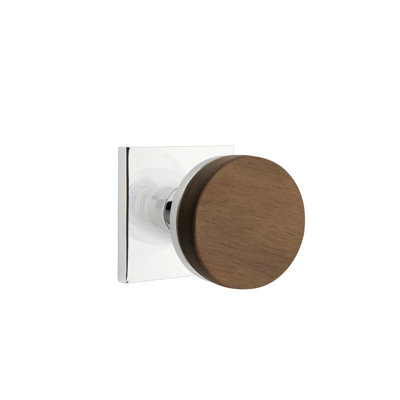 Ensemble de boutons de passage Emtek Select avec rosette carrée et tige conique, bouton en noyer foncé