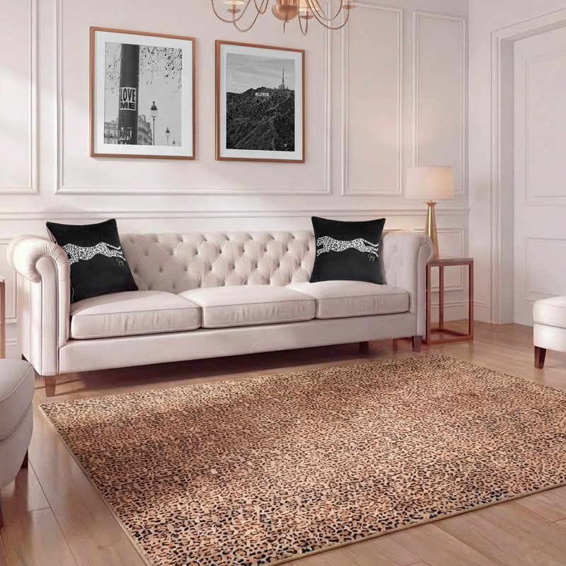  Tapis finement lavables à la machine, Rose pâle et noir, 7 pi 10 po x 10 pi