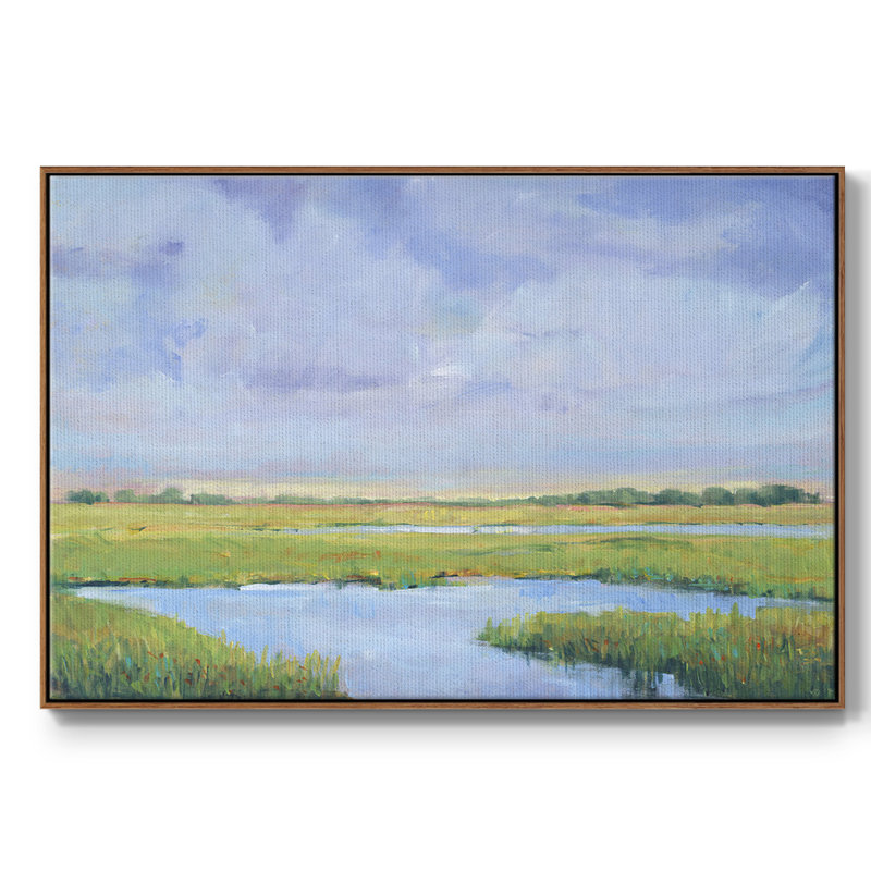 " Summer Marsh I ", 27" H x 41" W x 2" D, Walnut