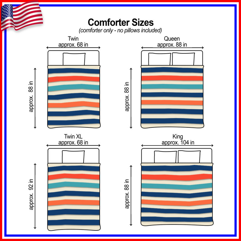 Horizontal Striped Pattern Comforter, Queen