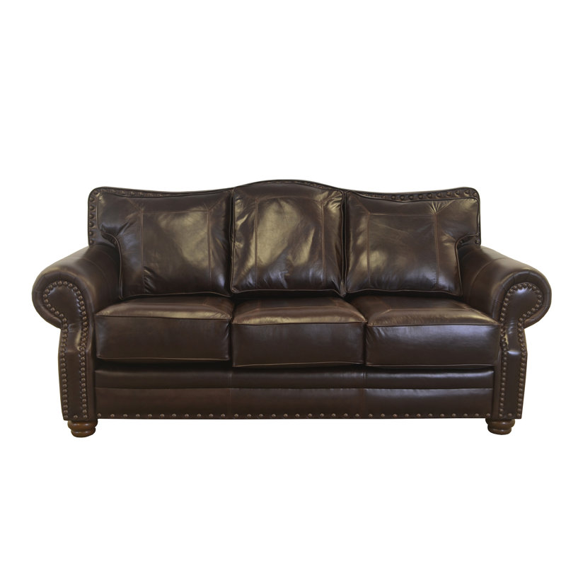 Sophear Upholstered 98'' Sofa, Brompton Espresso Genuine Leather