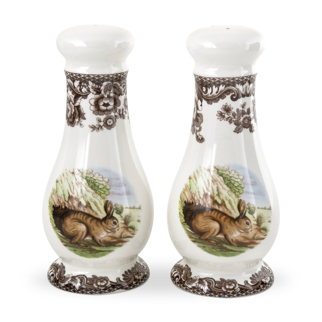 Spode Woodland Salt/Pepper Shakers 6.5" Rabt Spode