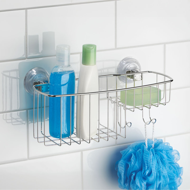 Silver Stainless Steel Suction Mount Shower Basket