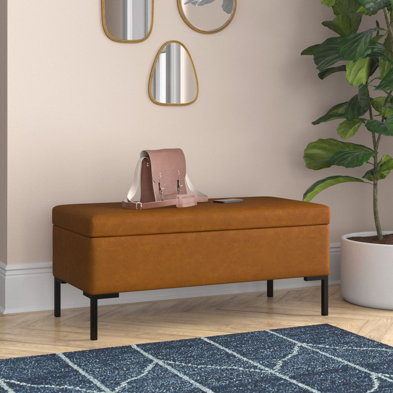 Chandrell Faux Leather Upholstered Storage Bench