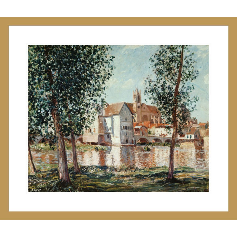 «The Loing at Moret August Morning» par Alfred Sisley, impression giclée encadrée, H 23,5 po x l 27,41 po