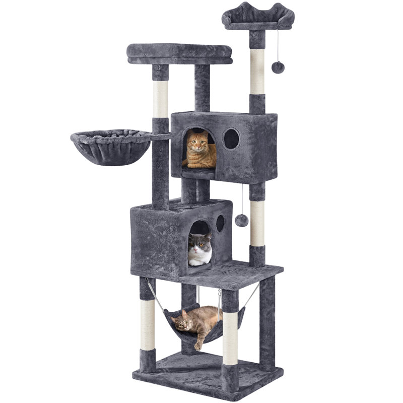73" Fiedler Cat Tree, Dark Grey/White