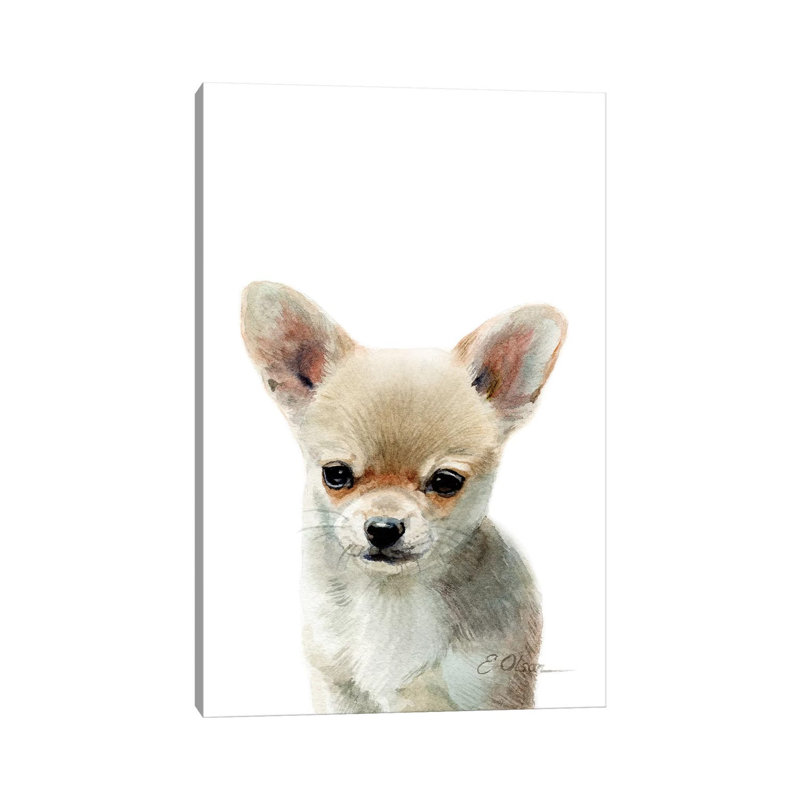 Chihuahua Puppy par Watercolor Luv - reproduction d'art, Toile tendue, H 26 po x l 18 po x 1,5 po, Pas de tapis