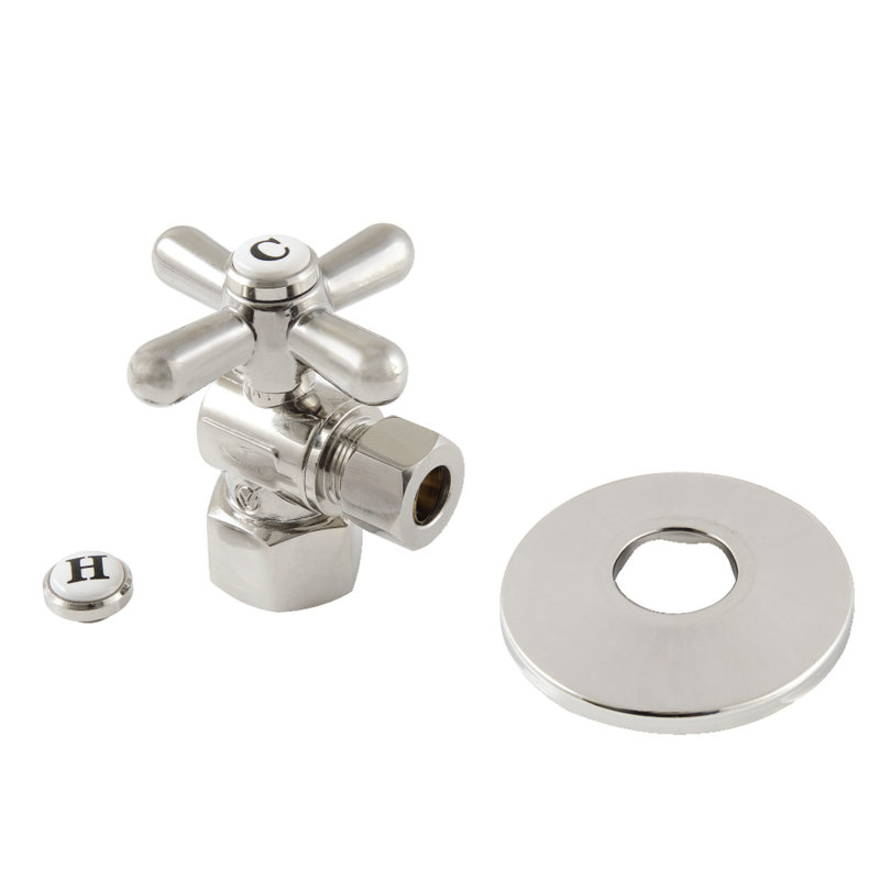 Valve d'arrêt à angle quart de tour Comp, Nickel poli