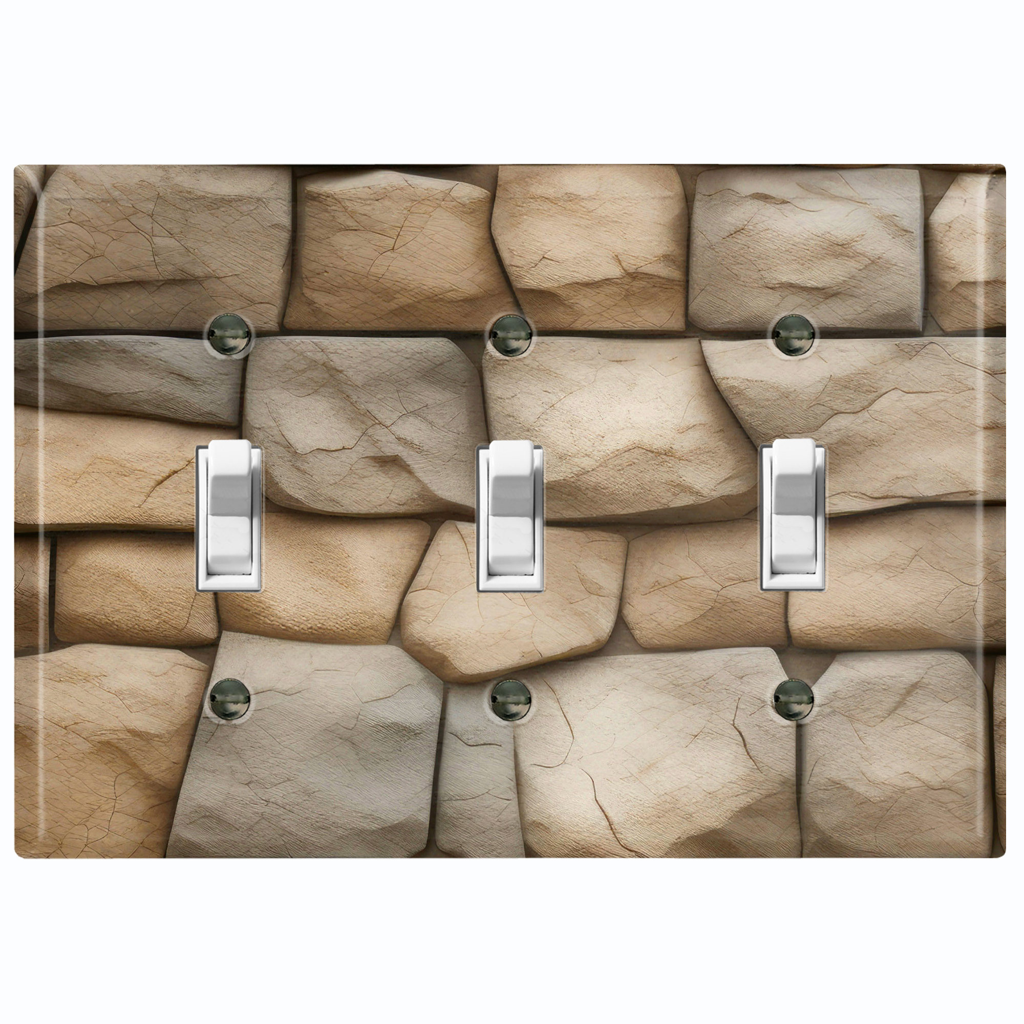 WorldAcc Metal Light Switch Plate Outlet Cover (Natural Rustic Boulder ...