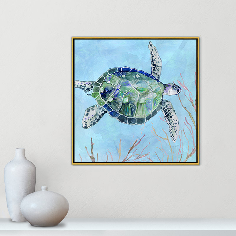 «Sea Turtle I» par Carol Robinson, Or, H 31,5 po x l 31,5 po x P 2 po
