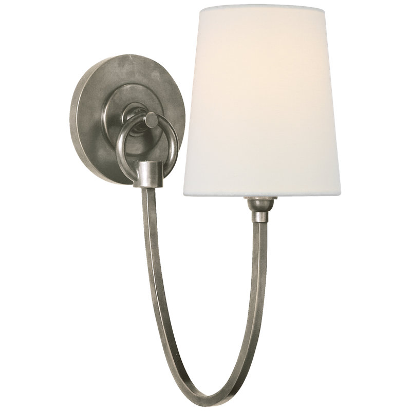Thomas O'Brien Reed Single Sconce, Antique Nickel, Fabric