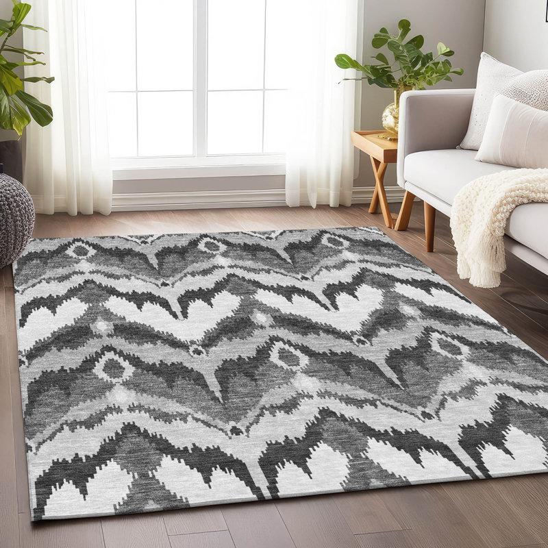 Premium Machine Washable Prisco Gray Rug, Rectangle 9' x 12'
