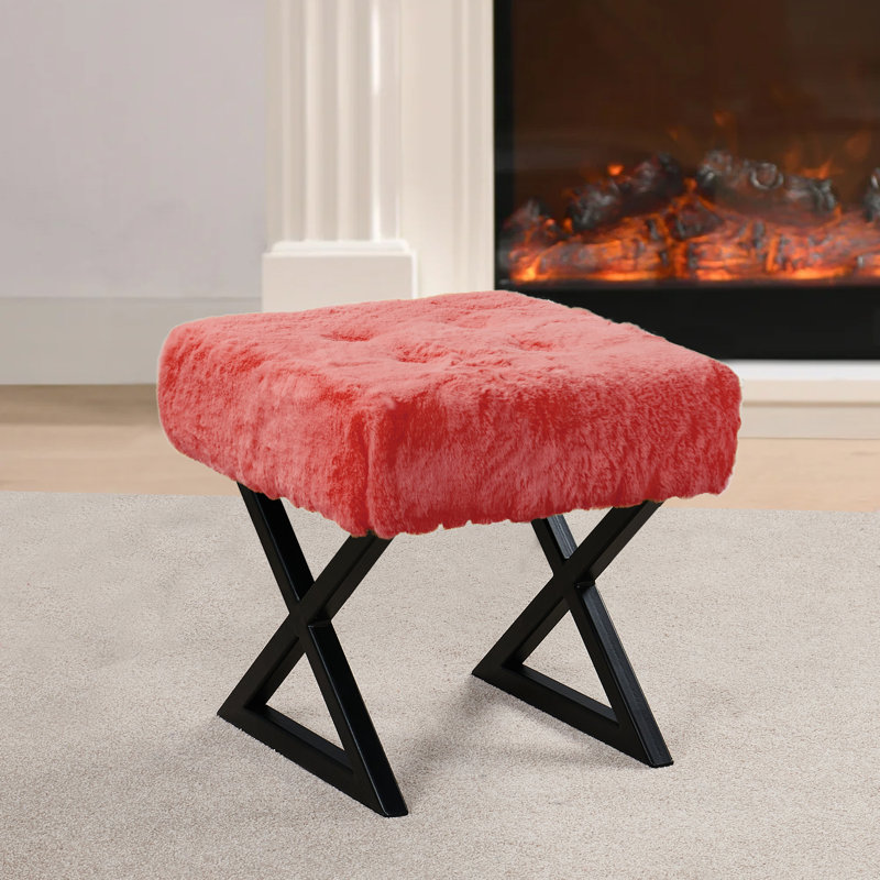 Repose-pieds standard large 19 po Kabria, Fausse fourrure épice corail