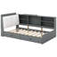 Lit plateforme simple moderne avec rangement pour tête de lit, tablettes, 2 tiroirs, tête de lit gris avec rangement Advancement et tiroirs pratiques