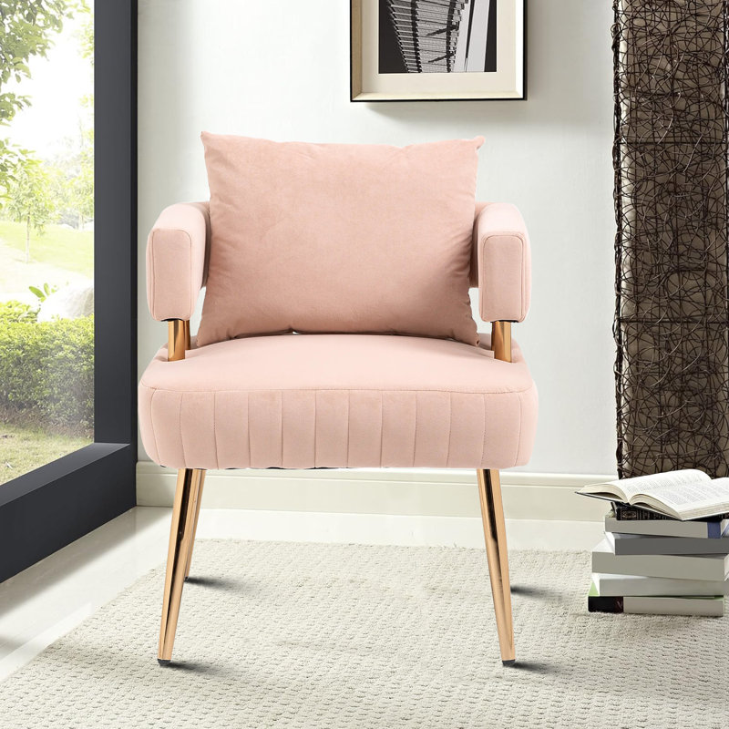 Chaise avec accoudoirs d'appoint, Mélange de polyester rose