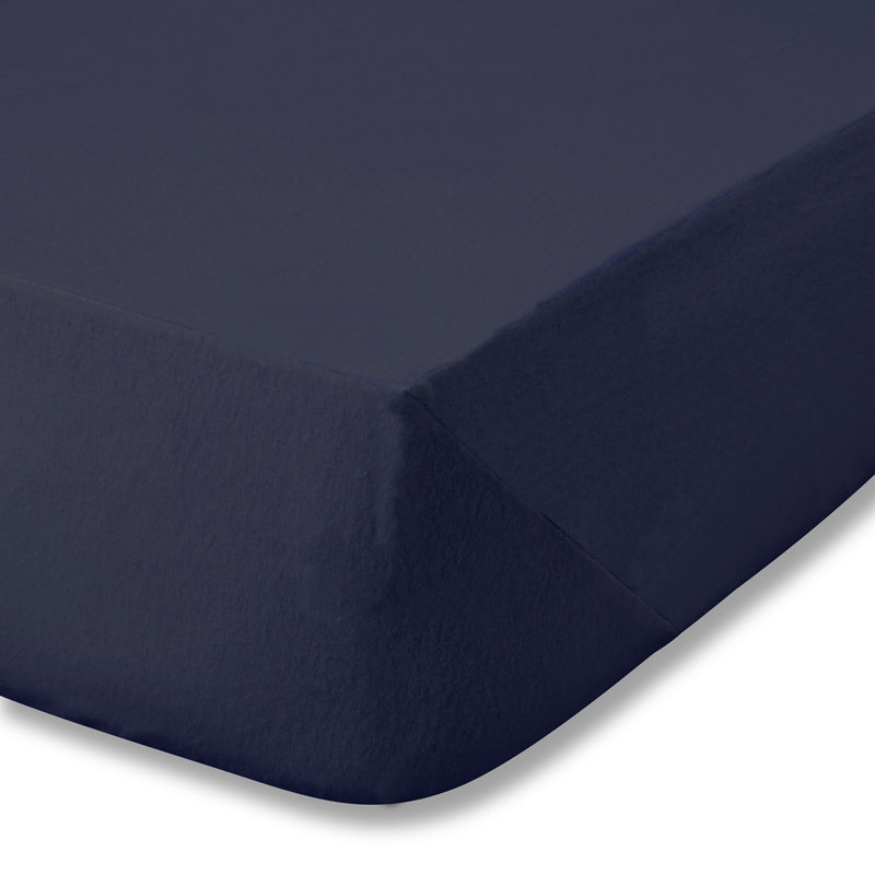 Brushed Cotton Fitted Sheet, Navy Blue, Single (3')