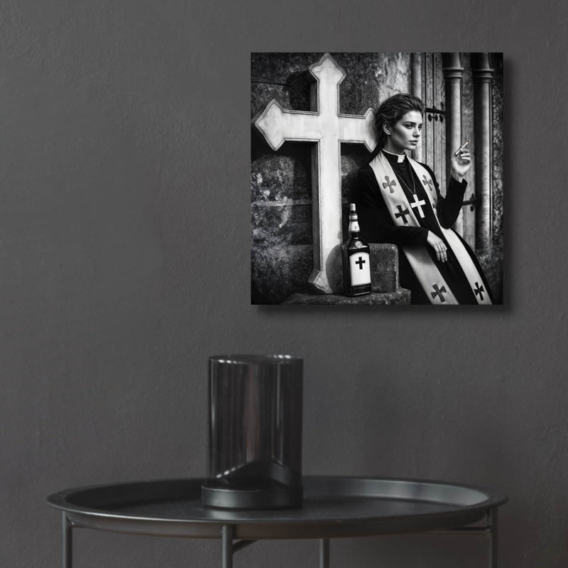«Religion On Break» par Rey Klimt, art mural en verre acrylique, H 12 po x l 12 po x P 0,13 po