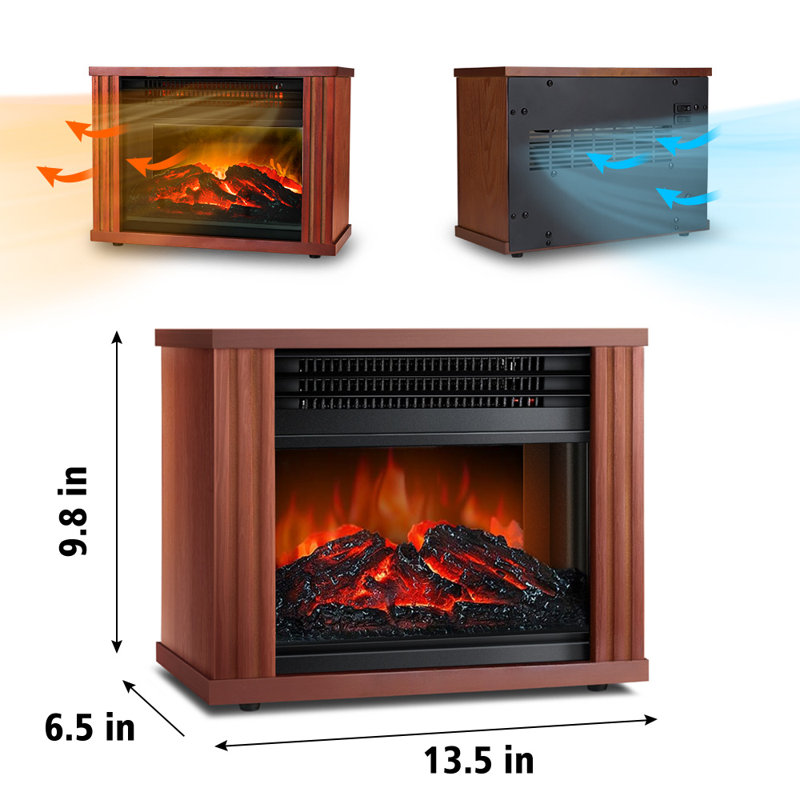 Electric Fireplace Heater, Portable Wood Fireplace Stove with 3D Realistic Dancing Flame Effect, Tabletop Fireplace Space Heater Overheat Protection for Indoor Use Bedroom Office,1500W