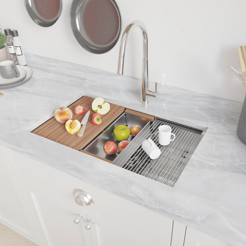 Évier en acier inoxydable 32 po x 19 po - Maintient l'intégrité de la cuisine pour une armoire de 35 po